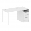 Metal System Рабочая станция с тумбой на П-образном м/к БП.РС-СТП-1.1 Белый/Металл Белый 1412*720*75