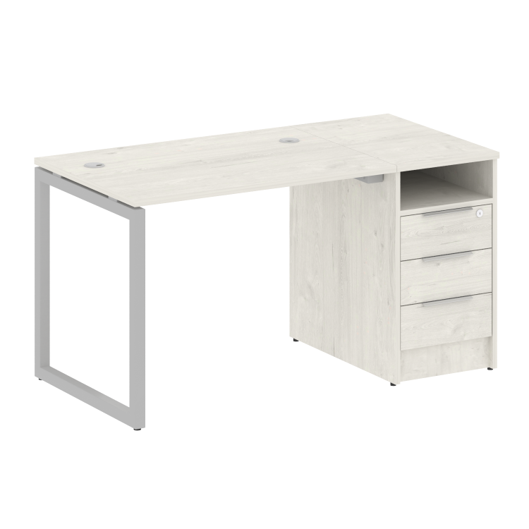 Metal System Quattro Рабочая станция с тумбой на О-образном м/к 40БО.РС-СТП-1.1 Дуб Наварра/Металл С