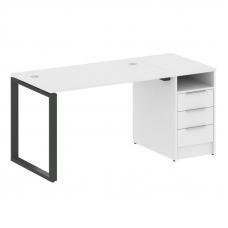 Metal System Рабочая станция с тумбой на О-образном м/к БО.РС-СТП-1.2 Белый/Металл Антрацит 1612*720