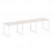 Metal System Рабочая станция на 3 места на О-образном м/к БО.СМ-3.1 Дуб Наварра/Металл Белый 3000*72