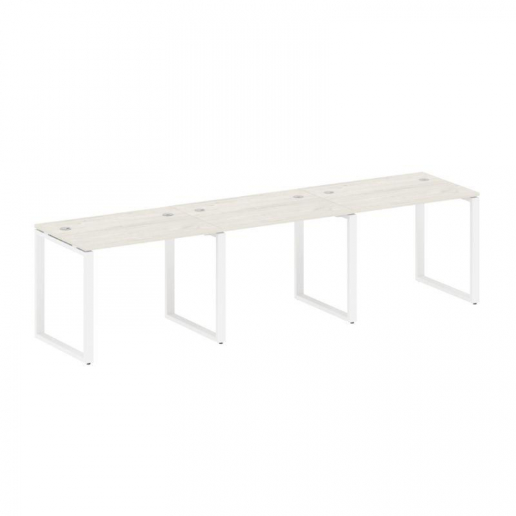 Metal System Рабочая станция на 3 места на О-образном м/к БО.СМ-3.1 Дуб Наварра/Металл Белый 3000*72