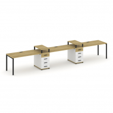 Concept Рабочая станция 3 места с 2 опорными тумбами CN.ORS-451 B Дуб Винченцо/Белый Бриллиант/Метал