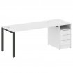 Metal System Рабочая станция с тумбой на П-образном м/к БП.РС-СТП-1.4 Белый/Металл Антрацит 2012*720