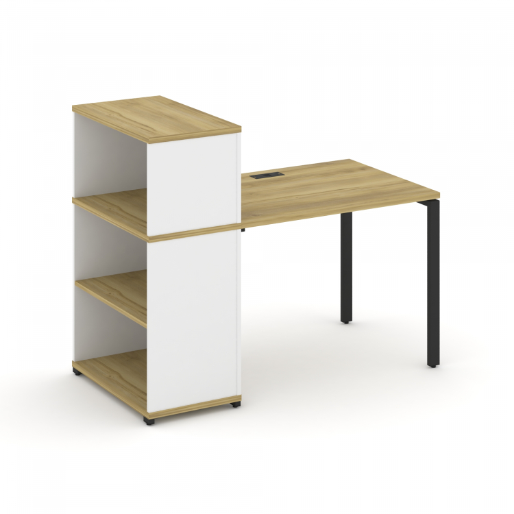 Concept Стол рабочий с опорным стеллажом с надставкой низ. CN.SP-209 Дуб Винченцо/Белый Бриллиант/Ме