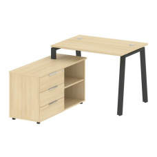 Metal System Рабочая станция с тумбой на А-образном м/к БА.РС-СТС-2.1 (L) Акация Лорка/Металл Антрац