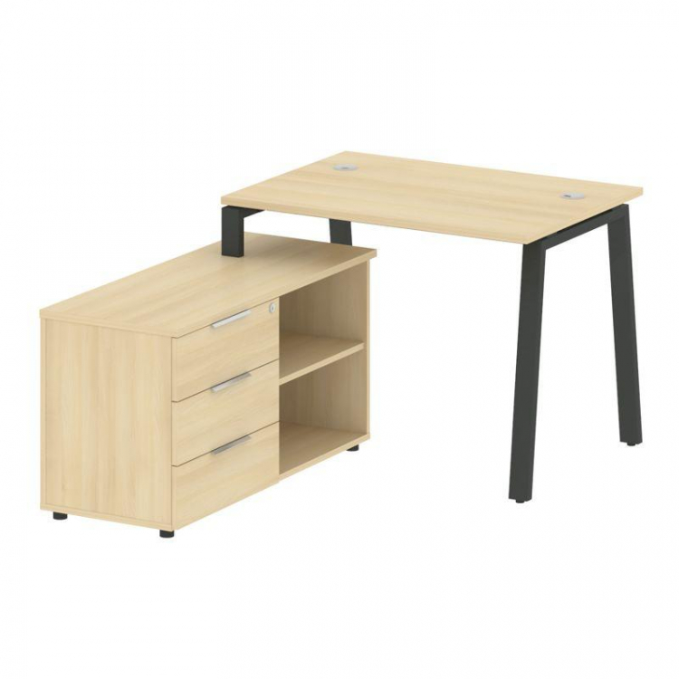 Metal System Рабочая станция с тумбой на А-образном м/к БА.РС-СТС-2.1 (L) Акация Лорка/Металл Антрац