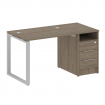 Metal System Рабочая станция с тумбой на О-образном м/к БО.РС-СТП-1.1 Вяз Благородный/Металл Серый 1