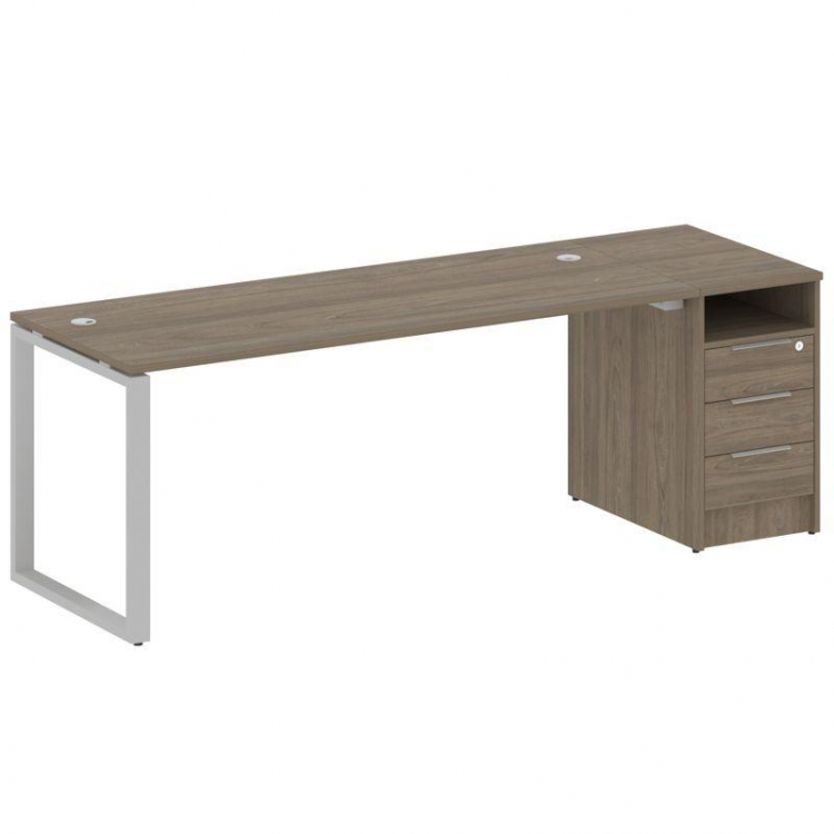Metal System Рабочая станция с тумбой на О-образном м/к БО.РС-СТП-1.5 Вяз Благородный/Металл Серый 2