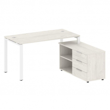 Metal System Рабочая станция с тумбой на П-образном м/к БП.РС-СТС-2.3 (R) Дуб Наварра/Металл Белый 1