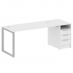 Metal System Рабочая станция с тумбой на О-образном м/к БО.РС-СТП-1.4 Белый/Металл Серый 2012*720*75
