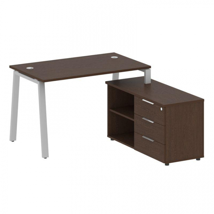 Metal System Рабочая станция с тумбой на А-образном м/к БА.РС-СТС-2.2 (R) Венге Цаво/Металл Серый 13