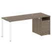 Metal System Рабочая станция с тумбой на П-образном м/к БП.РС-СТП-1.3 Вяз Благородный/Металл Белый 1