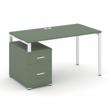 Concept Стол письменный с 1 опорной тумбой CN.SP-305 W Кобо/Металл Белый 980/1346*720*750