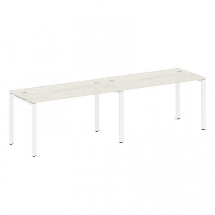 Metal System Рабочая станция на 2 места на П-образном м/к БП.СМ-2.3 Дуб Наварра/Металл Белый 2800*72