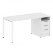 Metal System Рабочая станция с тумбой на П-образном м/к БП.РС-СТП-1.2 Белый/Металл Белый 1612*720*75