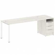 Metal System Рабочая станция с тумбой на П-образном м/к БП.РС-СТП-1.5 Дуб Наварра/Металл Белый 2212*
