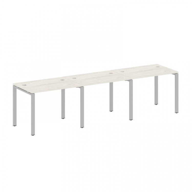 Metal System Рабочая станция на 3 места на П-образном м/к БП.СМ-3.1 Дуб Наварра/Металл Серый 3000*72