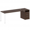 Metal System Рабочая станция с тумбой на П-образном м/к БП.РС-СТП-1.5 Венге Цаво/Металл Белый 2212*7