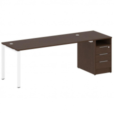 Metal System Рабочая станция с тумбой на П-образном м/к БП.РС-СТП-1.5 Венге Цаво/Металл Белый 2212*7