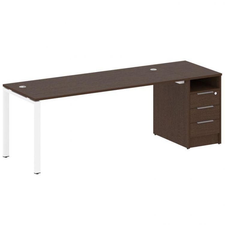 Metal System Рабочая станция с тумбой на П-образном м/к БП.РС-СТП-1.5 Венге Цаво/Металл Белый 2212*7