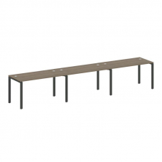 Metal System Рабочая станция на 3 места на П-образном м/к БП.СМ-3.3 Вяз Благородный/Металл Антрацит