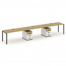 Concept Рабочая станция 3 места с 2 опорными тумбами CN.ORS-336 B Дуб Винченцо/Белый Бриллиант/Метал