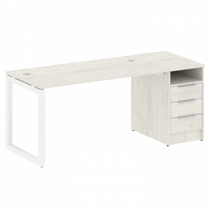 Метал Систем Куатро Рабочая станция с тумбой на О-образном м/к 50БО.РС-СТП-1.3 Дуб Наварра/Металл Бе