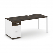 Concept Стол рабочий с 1 опорной тумбой CN.SP-407 W Дуб Мали/Белый Бриллиант/Металл Белый 1800*720*7