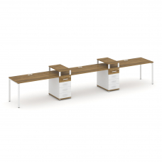 Concept Рабочая станция 3 места с 2 опорными тумбами CN.ORS-451 W Сандал Янтарный/Белый Бриллиант/Ме