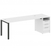 Metal System Рабочая станция с тумбой на П-образном м/к БП.РС-СТП-1.5 Белый/Металл Антрацит 2212*720