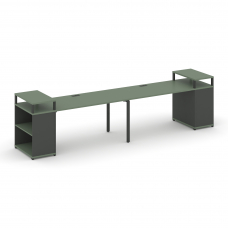 Concept Рабочая станция с опорными стеллажами с верх. горизонтами CN.ORS-208 Кобо/Антрацит/Металл Ан