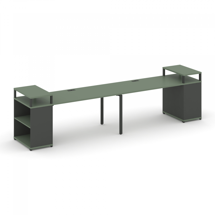 Concept Рабочая станция с опорными стеллажами с верх. горизонтами CN.ORS-208 Кобо/Антрацит/Металл Ан