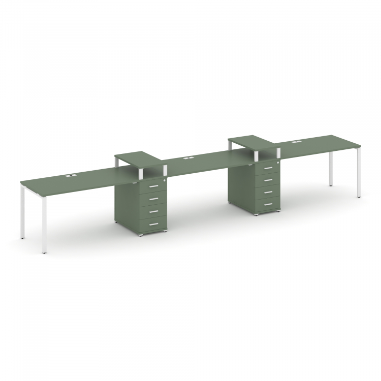 Concept Рабочая станция 3 места с 2 опорными тумбами CN.ORS-452 W Кобо/Металл Белый 4980*720*917