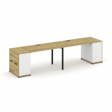 Concept Рабочая станция с опорными распаш. шкафами CN.ORS-218 B Дуб Винченцо/Белый Бриллиант/Металл