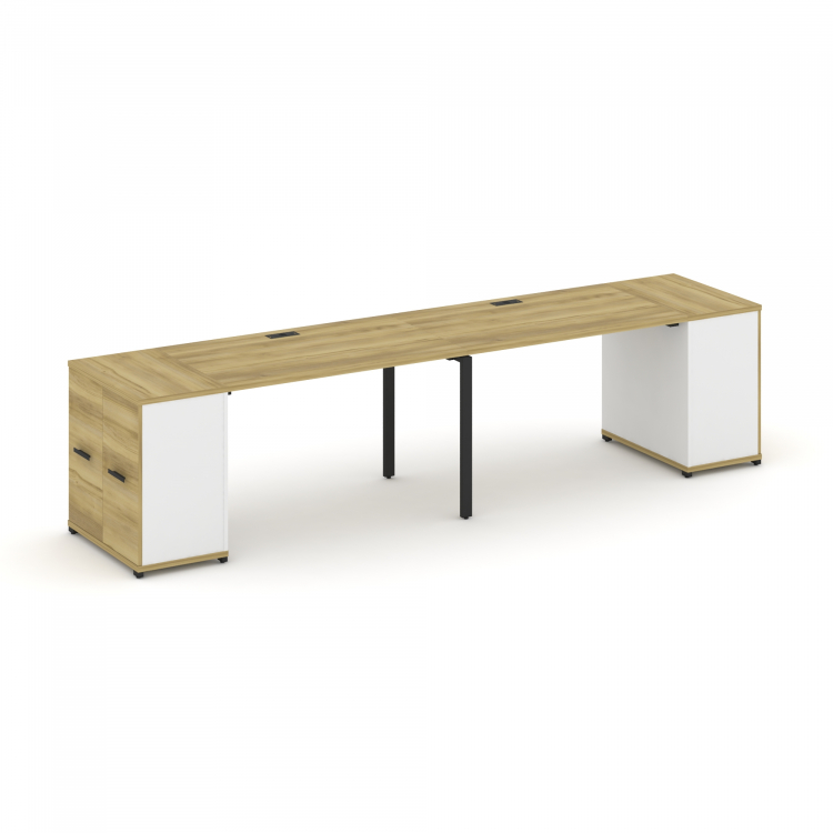 Concept Рабочая станция с опорными распаш. шкафами CN.ORS-218 B Дуб Винченцо/Белый Бриллиант/Металл