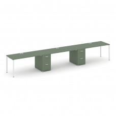 Concept Рабочая станция 3 места с 2 опорными тумбами CN.ORS-438 W Кобо/Металл Белый 4180*720*750