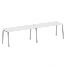 Metal System Рабочая станция на 2 места на А-образном м/к БА.СМ-2.4 Белый/Металл Серый 3200*720*750