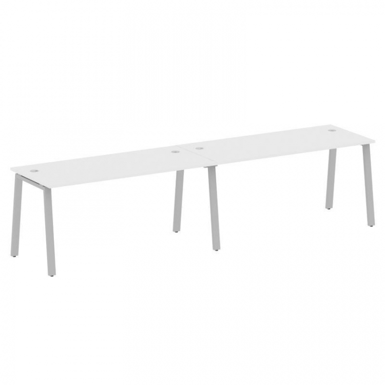 Metal System Рабочая станция на 2 места на А-образном м/к БА.СМ-2.4 Белый/Металл Серый 3200*720*750