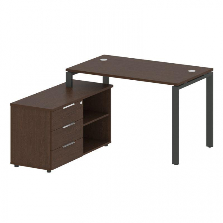 Metal System Рабочая станция с тумбой на П-образном м/к БП.РС-СТС-2.2 (L) Венге Цаво/Металл Антрацит