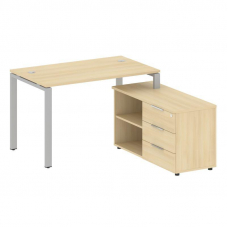 Metal System Рабочая станция с тумбой на П-образном м/к БП.РС-СТС-2.2 (R) Акация Лорка/Металл Серый