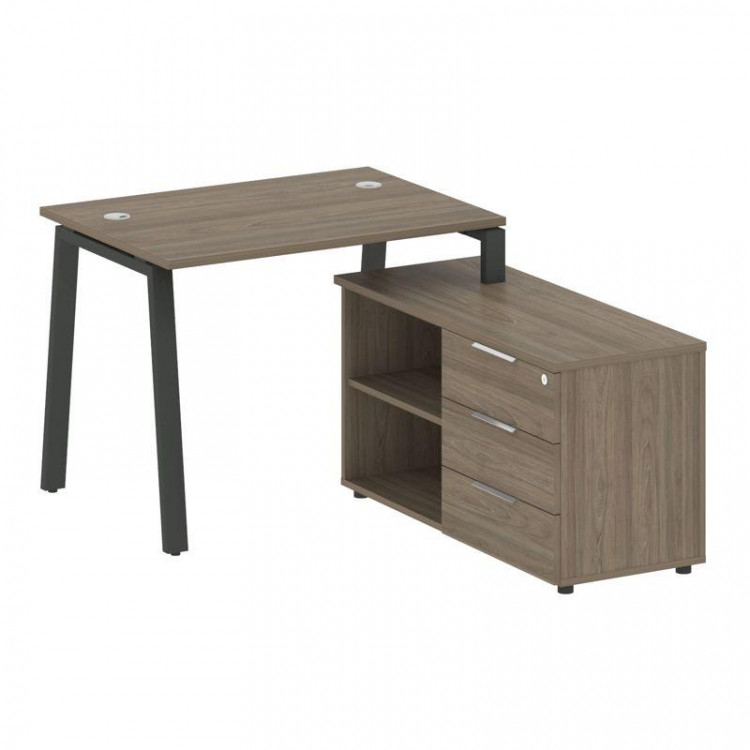 Metal System Рабочая станция с тумбой на А-образном м/к БА.РС-СТС-2.1 (R) Вяз Благородный/Металл Ант