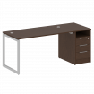 Metal System Quattro Рабочая станция с тумбой на О-образном м/к 40БО.РС-СТП-1.3 Венге Цаво/Металл Се