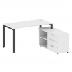 Metal System Рабочая станция с тумбой на П-образном м/к БП.РС-СТС-2.3 (R) Белый/Металл Антрацит 1500