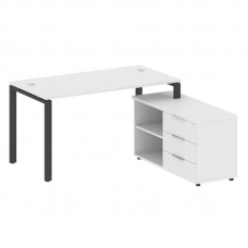 Metal System Рабочая станция с тумбой на П-образном м/к БП.РС-СТС-2.3 (R) Белый/Металл Антрацит 1500