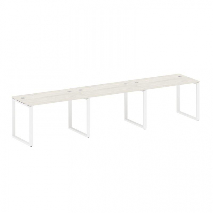 Metal System Рабочая станция на 3 места на О-образном м/к БО.СМ-3.2 Дуб Наварра/Металл Белый 3600*72