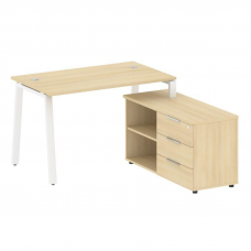 Metal System Рабочая станция с тумбой на А-образном м/к БА.РС-СТС-2.2 (R) Акация Лорка/Металл Белый