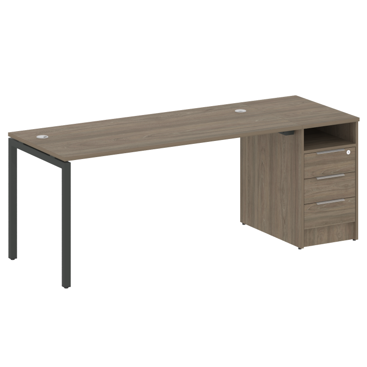 Metal System Quattro Рабочая станция с тумбой на П-образном м/к 40БП.РС-СТП-1.4 Вяз Благородный/Мета