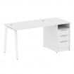 Metal System Рабочая станция с тумбой на А-образном м/к БА.РС-СТП-1.2 Белый/Металл Белый 1612*720*75