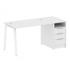 Metal System Рабочая станция с тумбой на А-образном м/к БА.РС-СТП-1.2 Белый/Металл Белый 1612*720*75