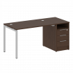 Metal System Quattro Рабочая станция с тумбой на П-образном м/к 40БП.РС-СТП-1.2 Венге Цаво/Металл Се